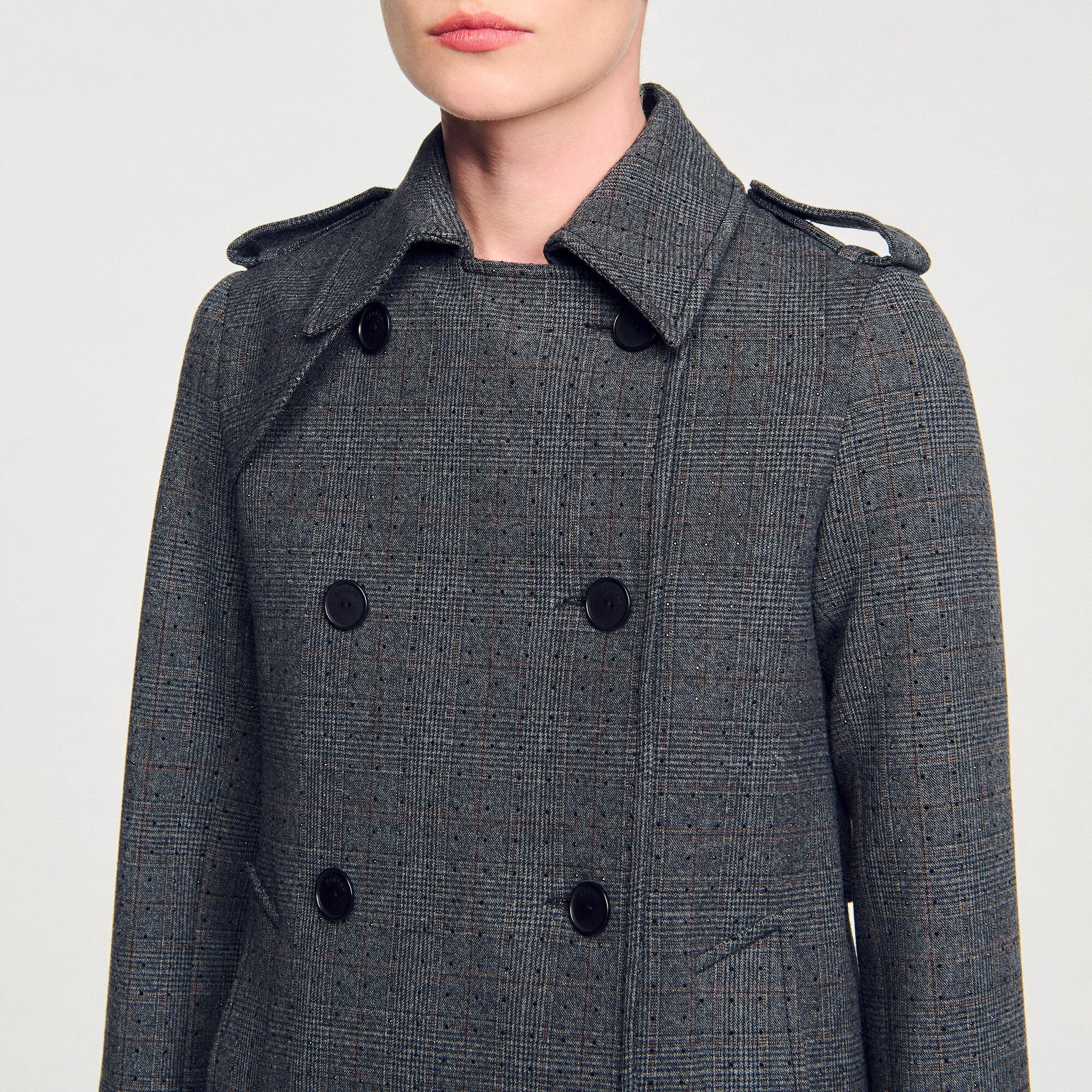 Sandro / Rhinestone trench coat Grey / Brown