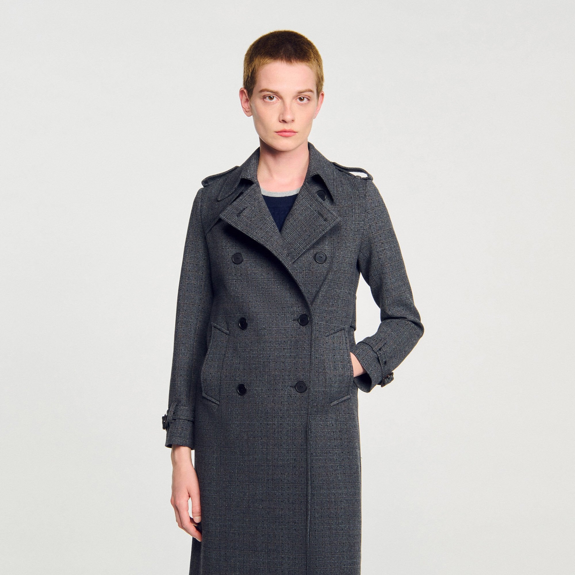 Sandro / Rhinestone trench coat Grey / Brown