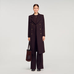 Sandro / Long double-breasted coat Brown