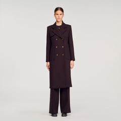Sandro / Long double-breasted coat Brown