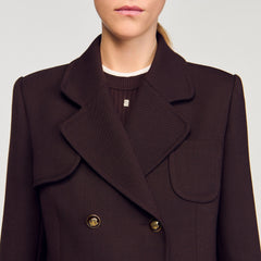 Sandro / Long double-breasted coat Brown