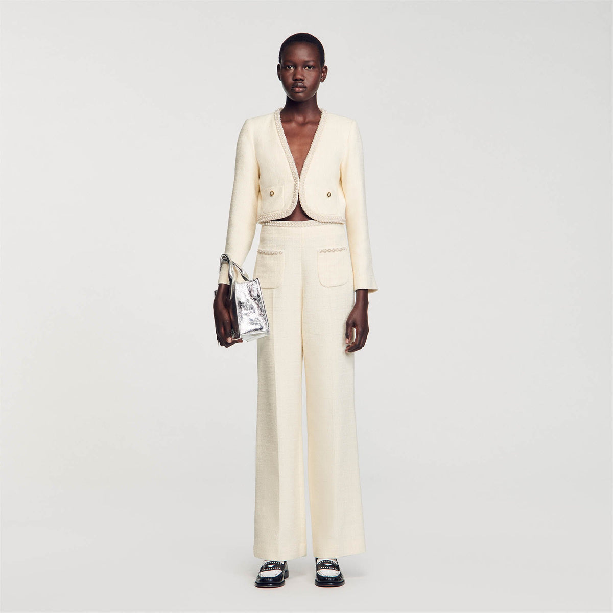 Sandro / Tweed trousers Ecru