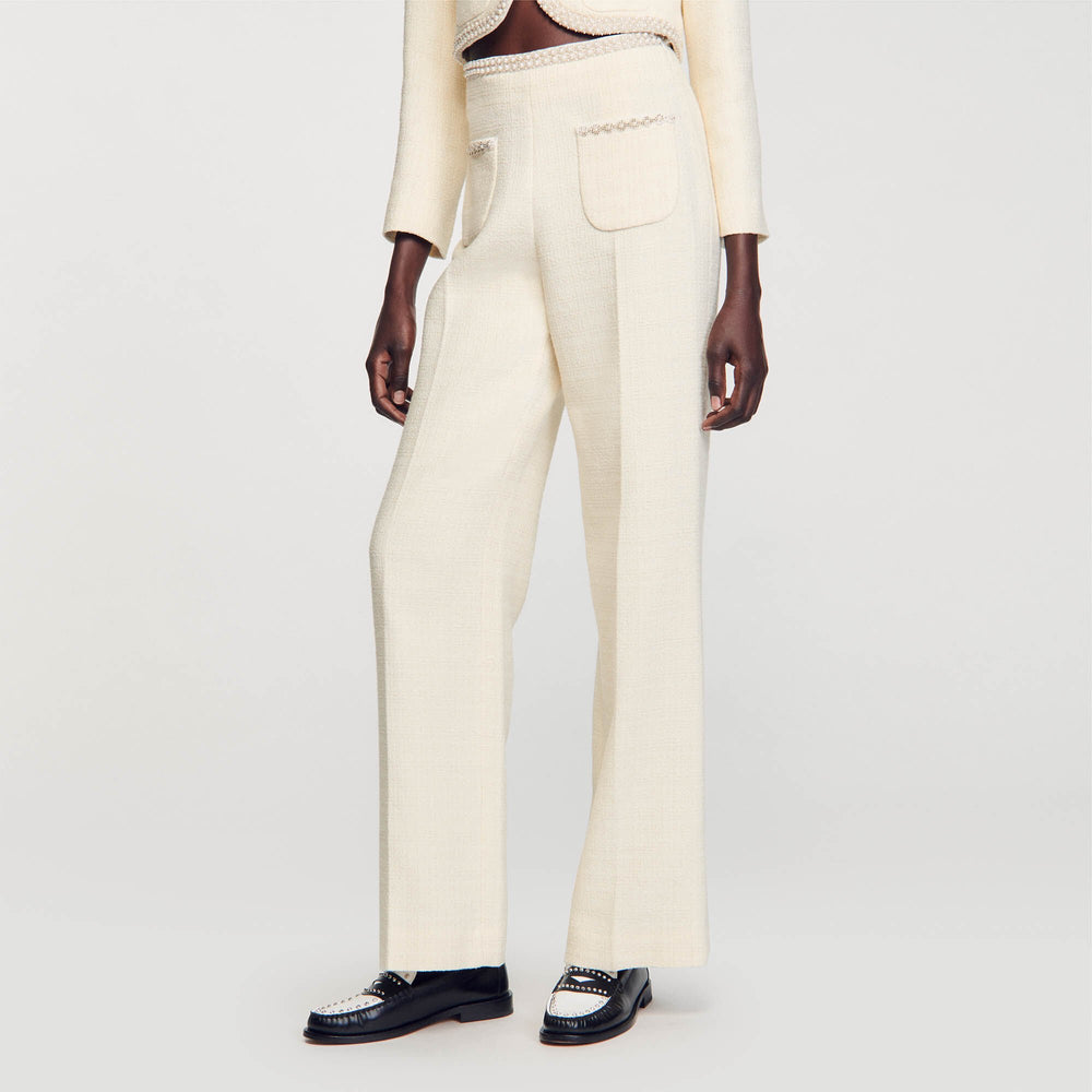 Sandro / Tweed trousers Ecru