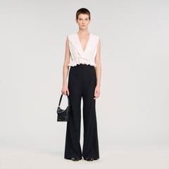 Sandro / Satin stripe suit trousers Black