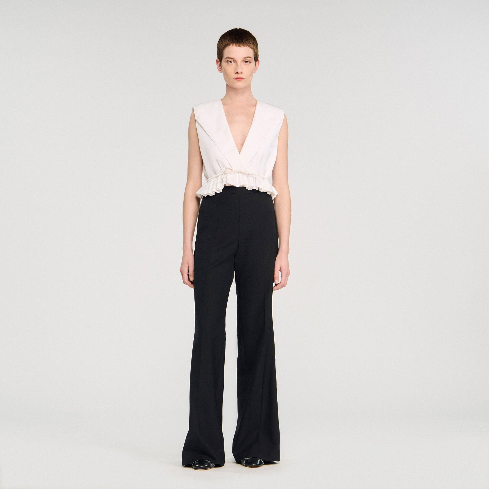 Sandro / Satin stripe suit trousers Black