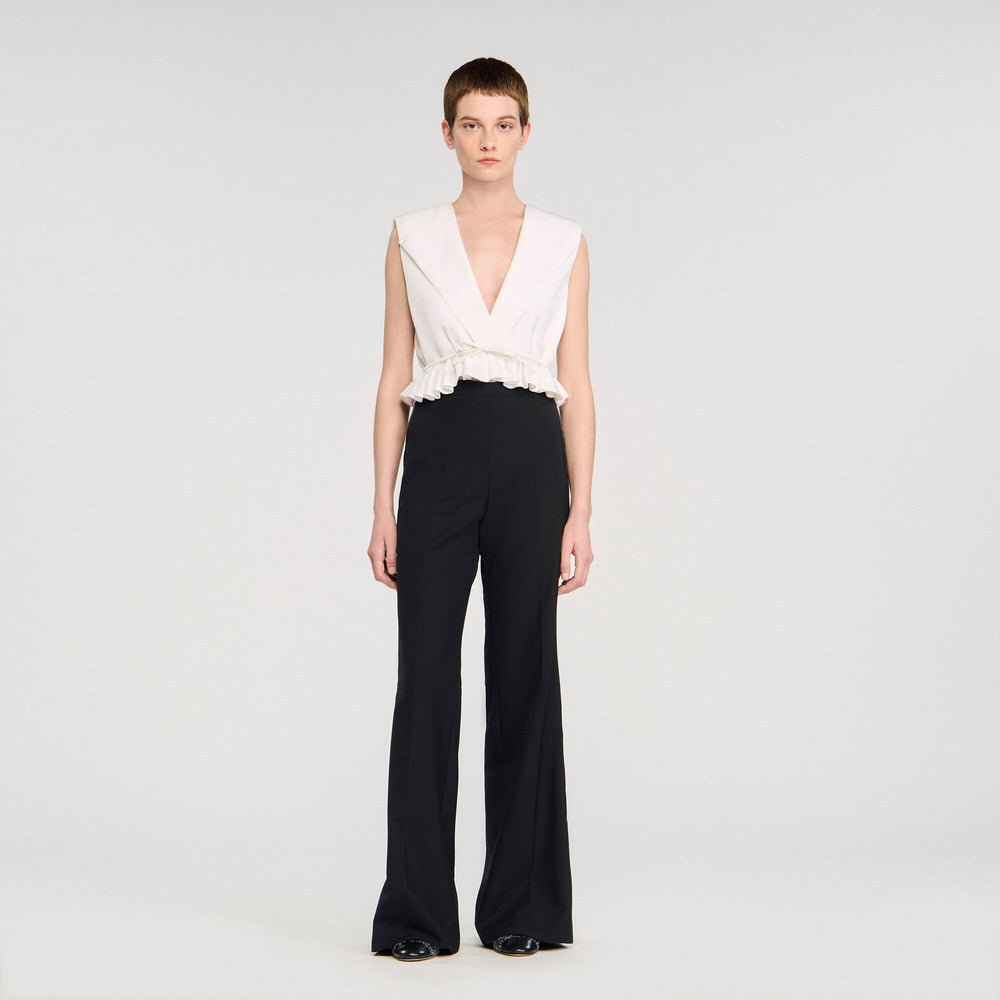 Sandro / Satin stripe suit trousers Black