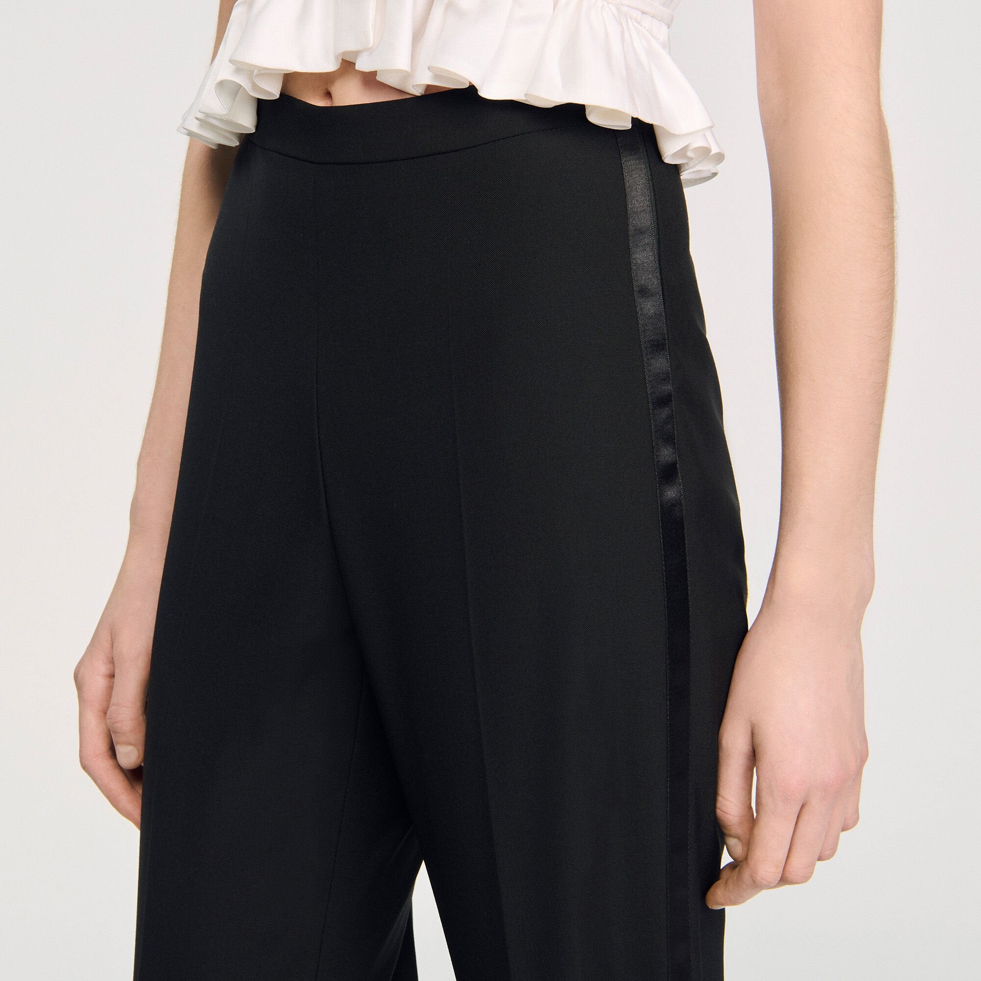 Sandro / Satin stripe suit trousers Black
