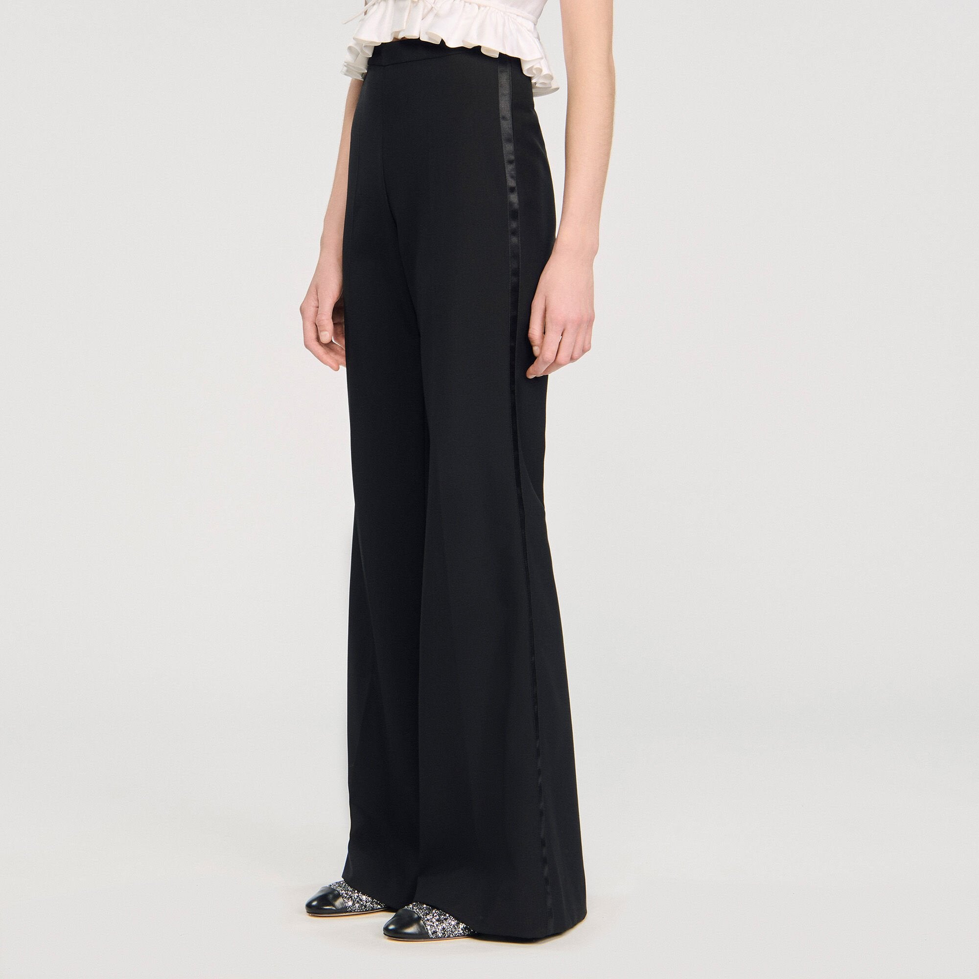 Sandro / Satin stripe suit trousers Black