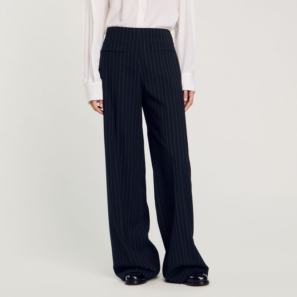 Sandro / Chalk-striped trousers Black