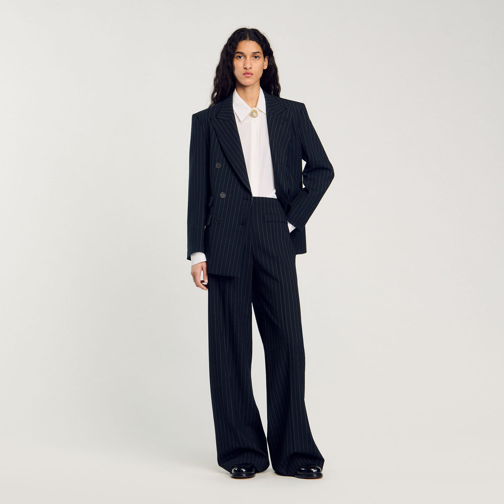 Sandro / Chalk-striped trousers Black