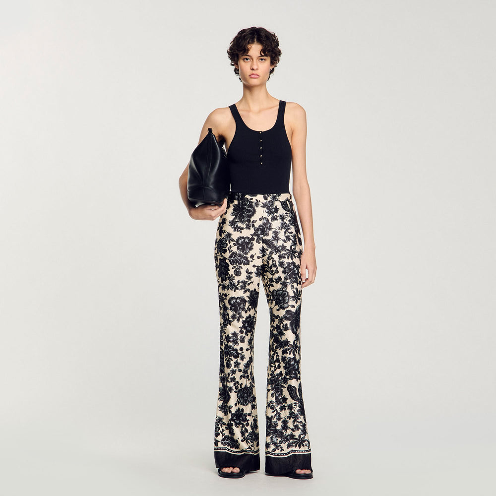 Sandro / Floral pants Ecru / Black