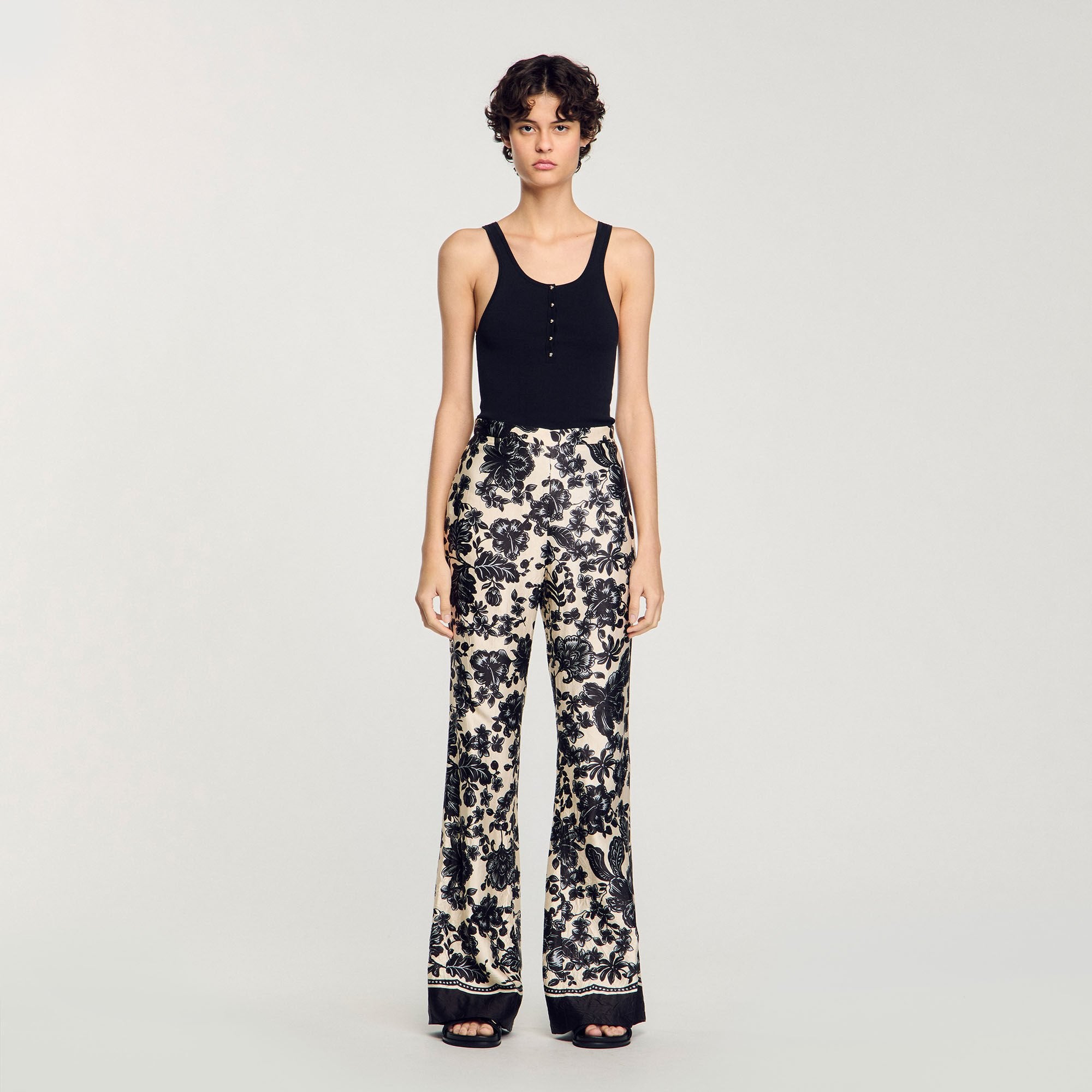 Sandro / Floral pants Ecru / Black