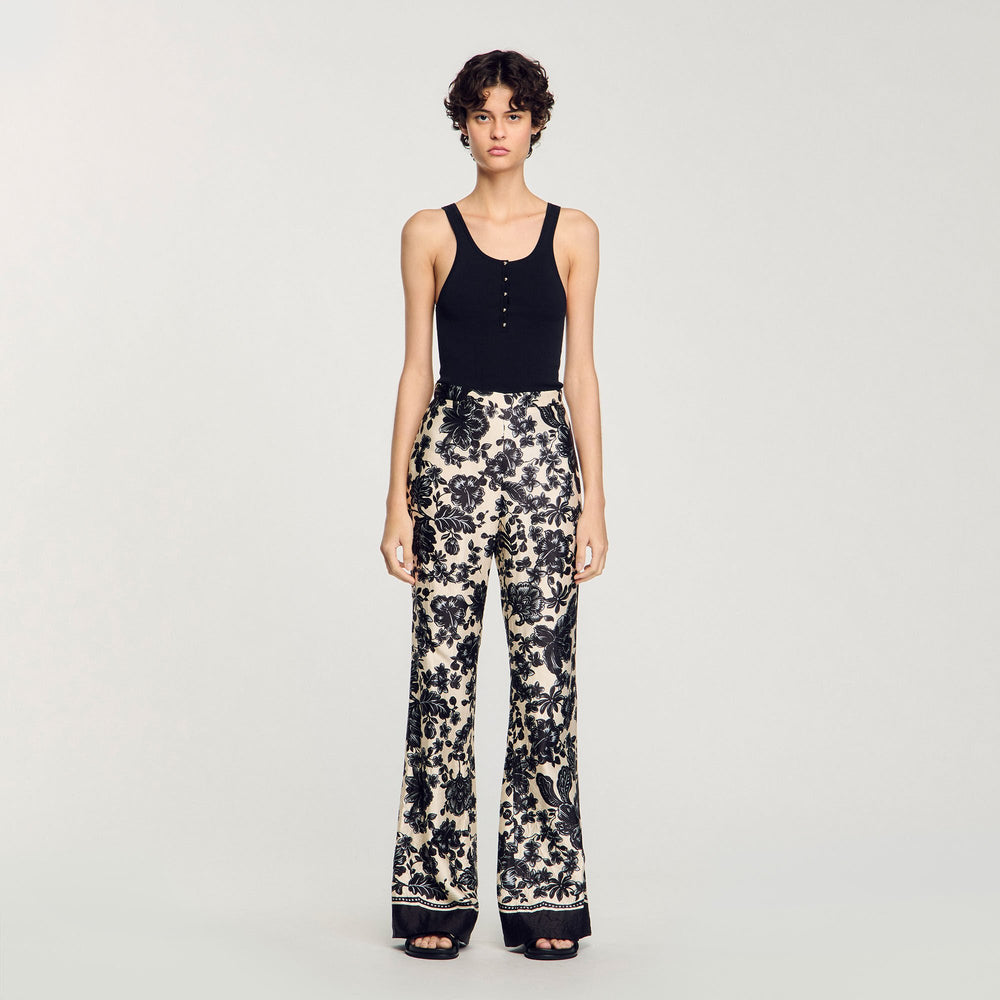 Sandro / Floral pants Ecru / Black