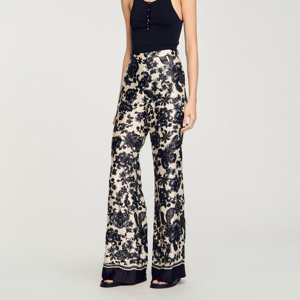 Sandro / Floral pants Ecru / Black