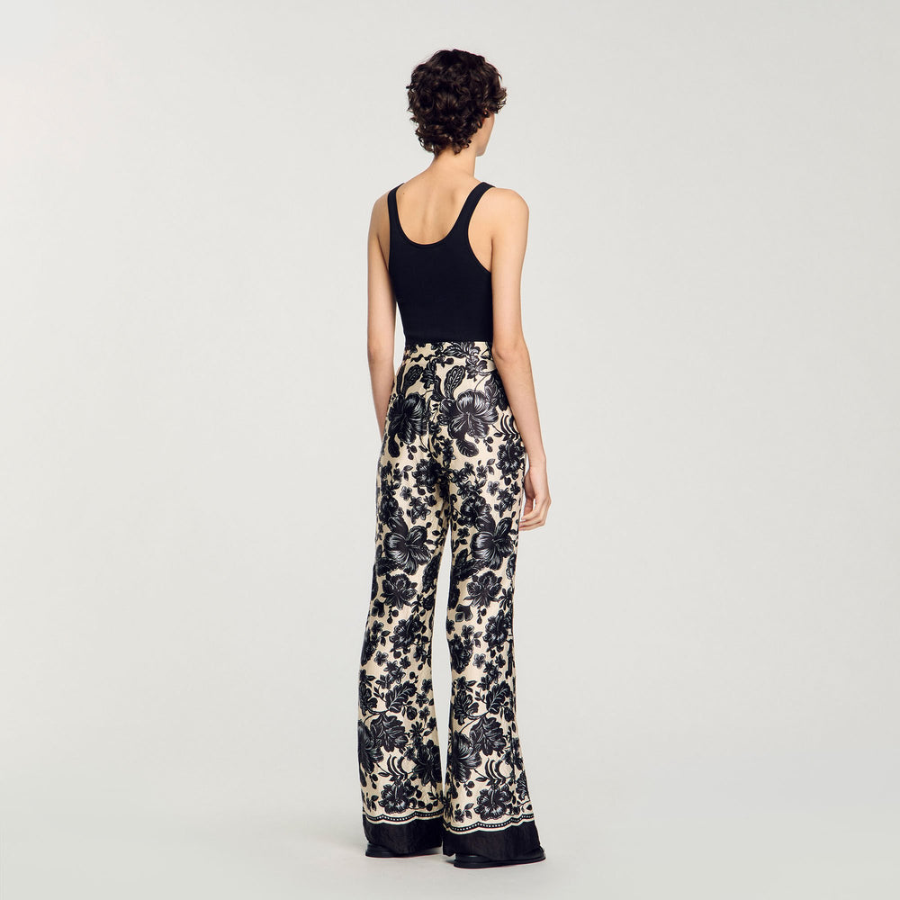 Sandro / Floral pants Ecru / Black