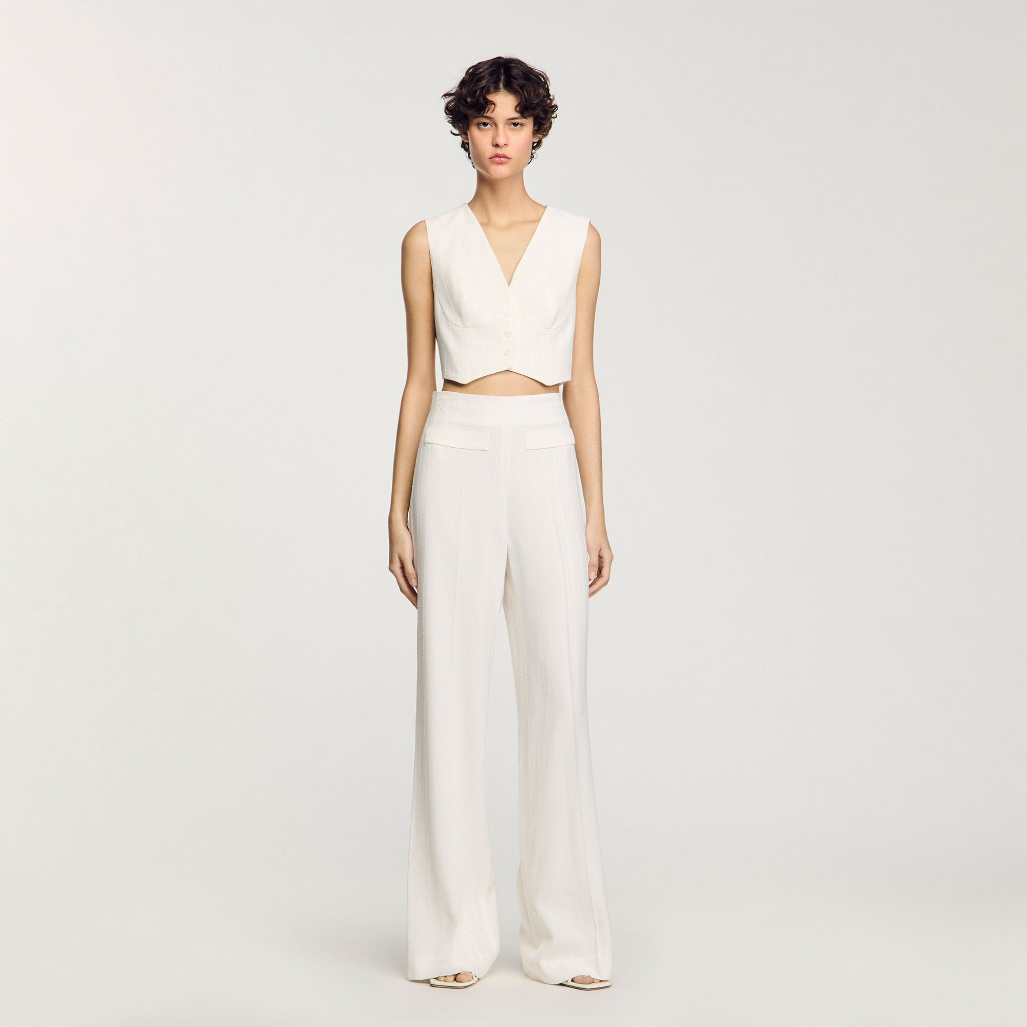 Sandro / Sequin suit trousers Ecru