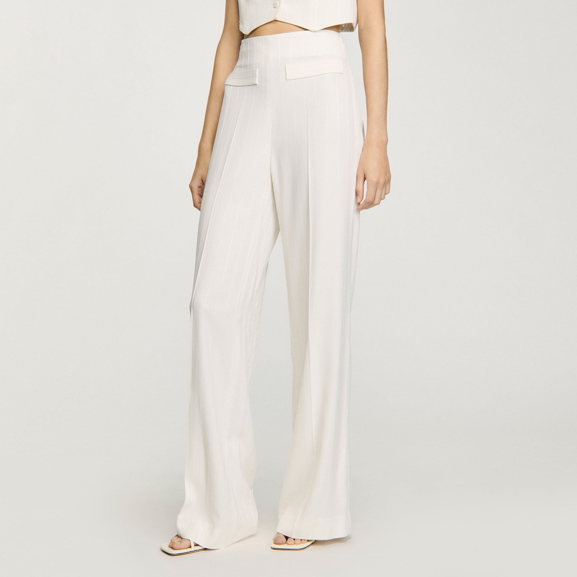 Sandro / Sequin suit trousers Ecru