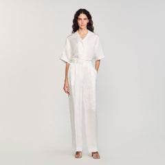 Sandro / Jacquard flowers trousers White