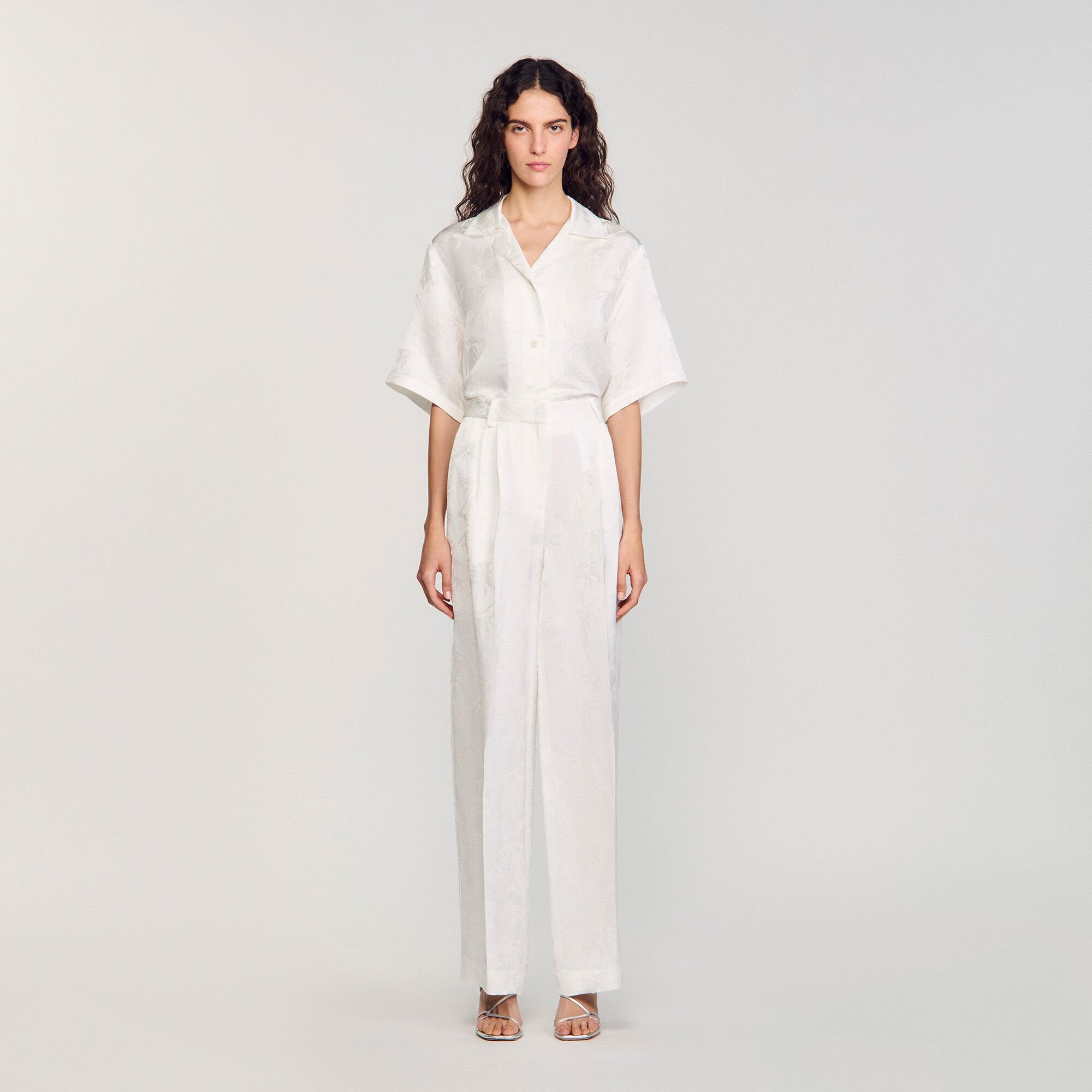 Sandro / Jacquard flowers trousers White