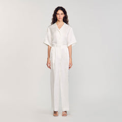Sandro / Jacquard flowers trousers White