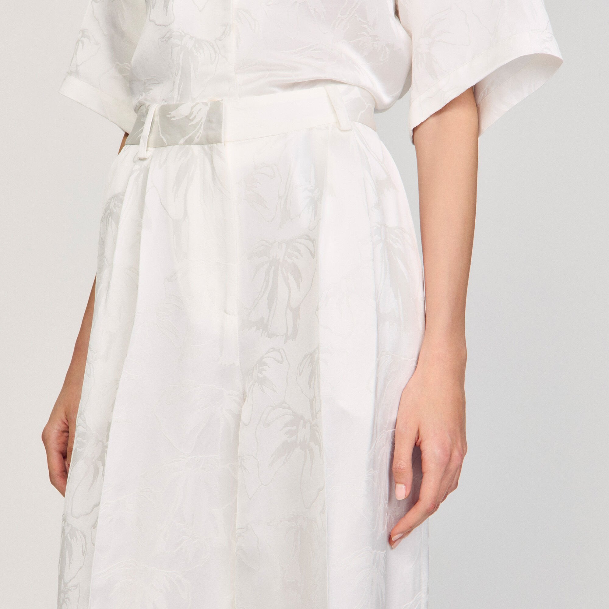 Sandro / Jacquard flowers trousers White