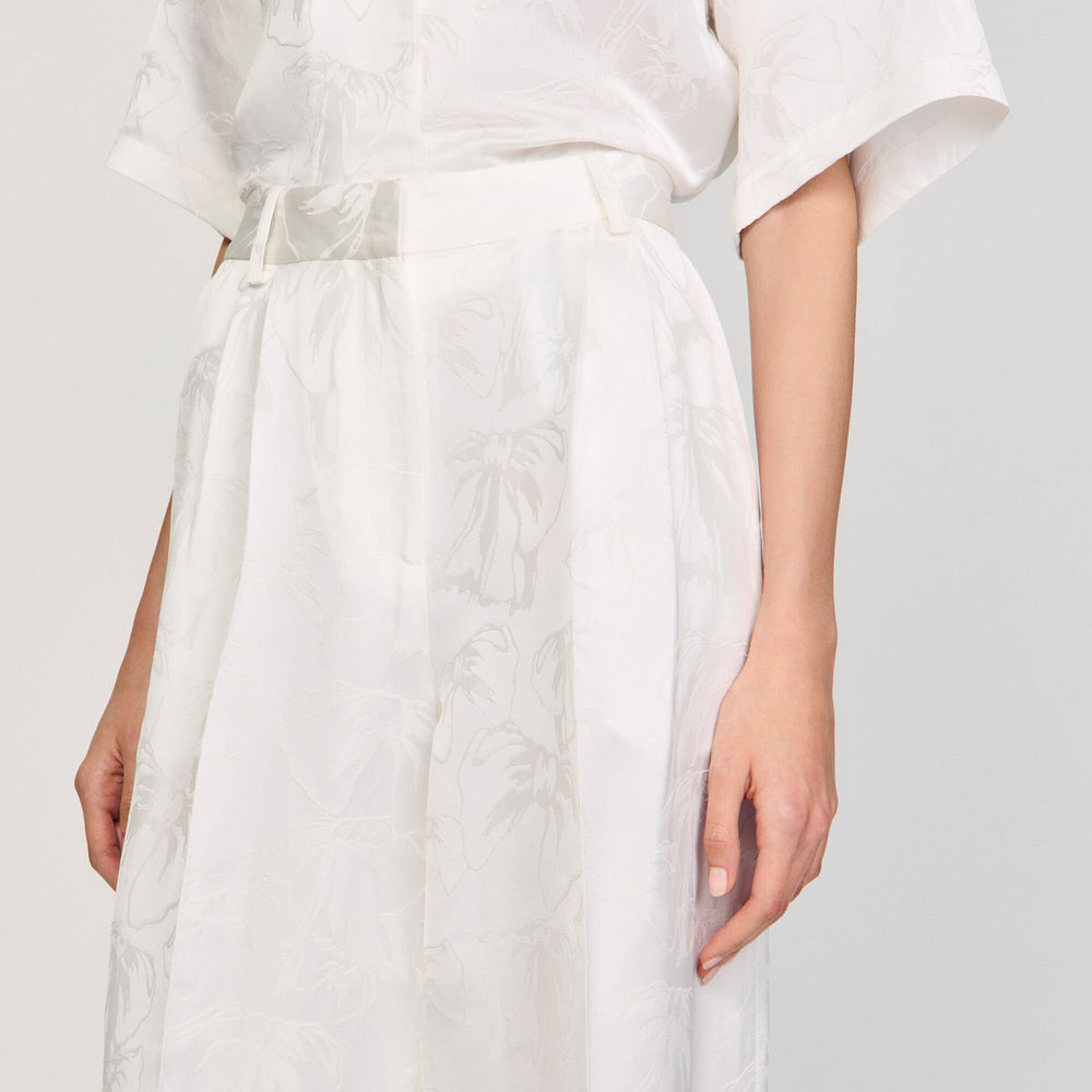 Sandro / Jacquard flowers trousers White