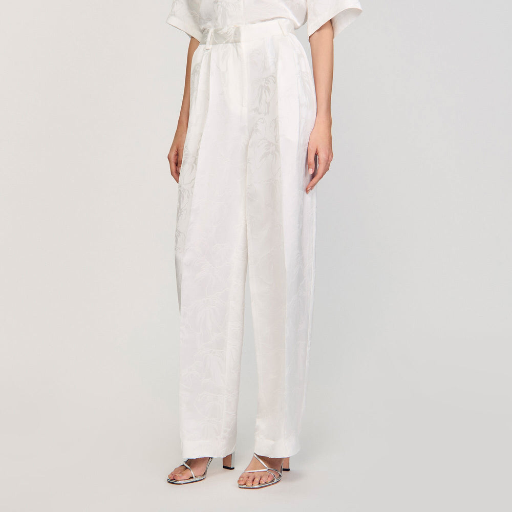 Sandro / Jacquard flowers trousers White