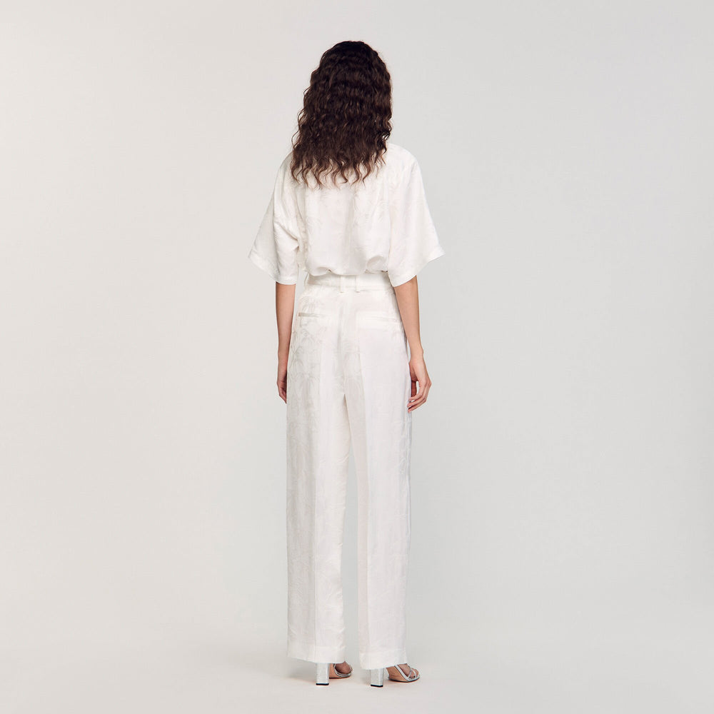 Sandro / Jacquard flowers trousers White