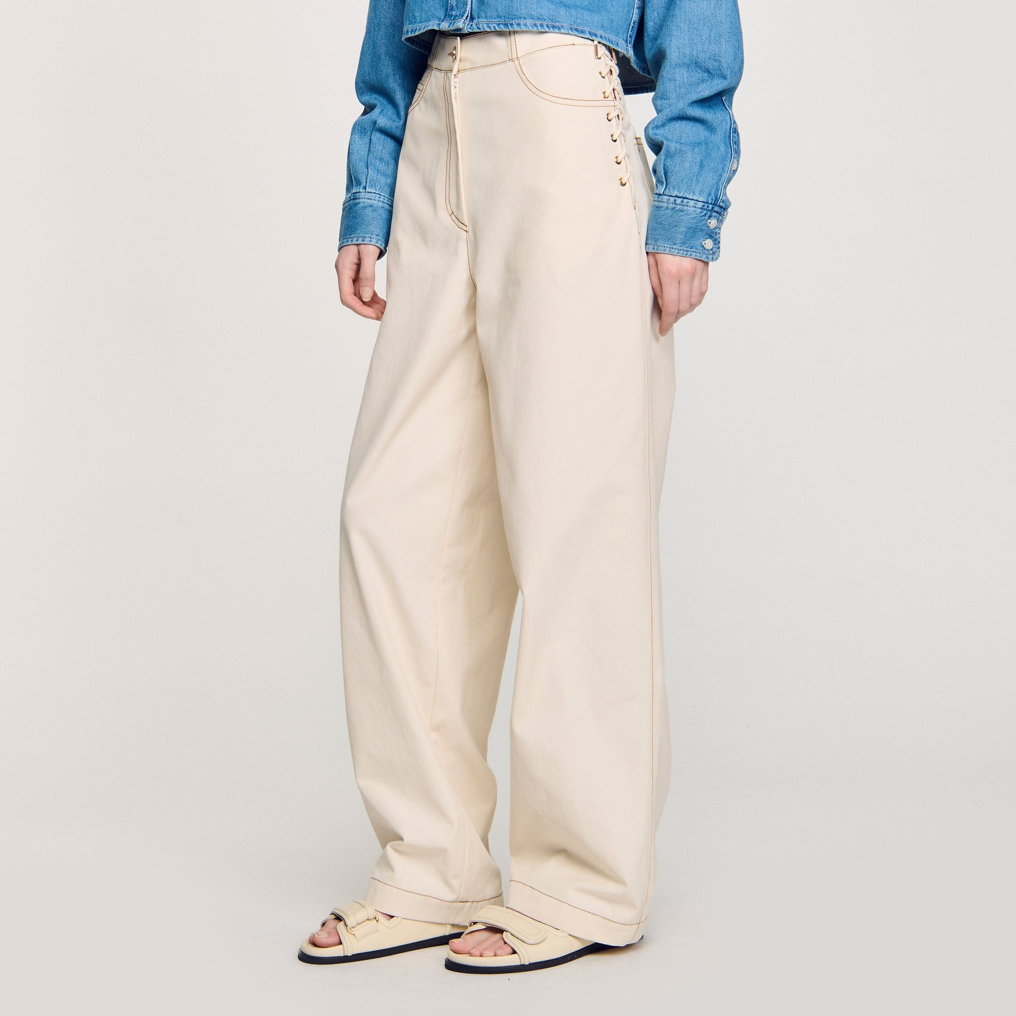 Sandro / Lace-up jeans Sand
