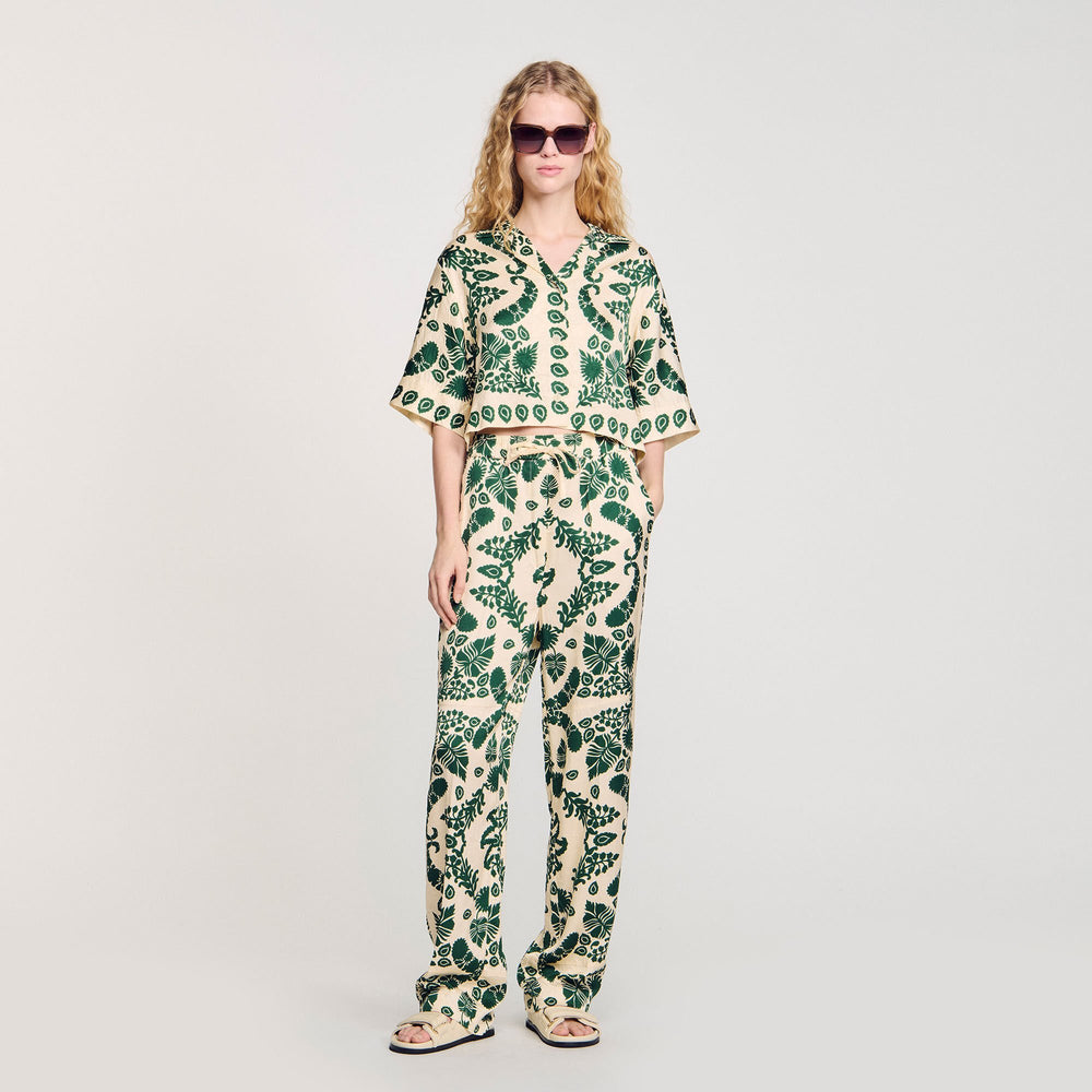 Sandro / Floral pants Ecru / Green