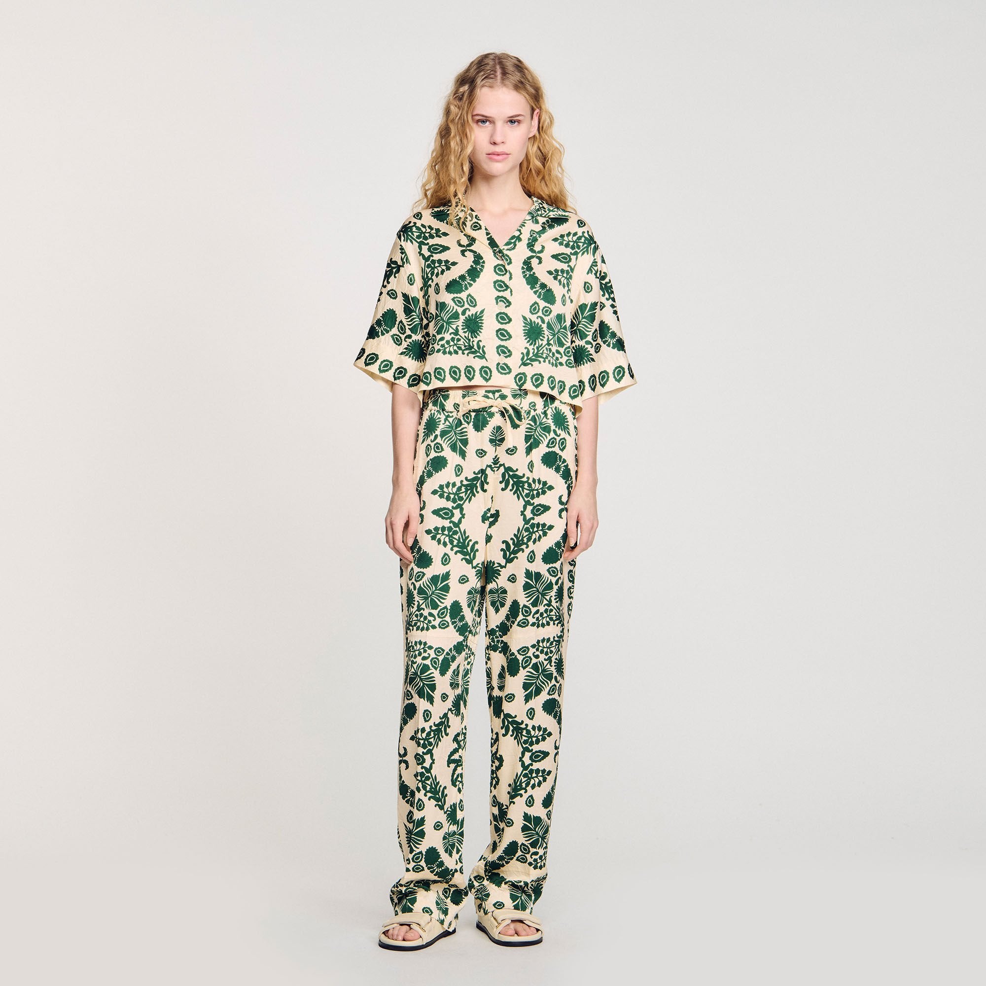 Sandro / Floral pants Ecru / Green