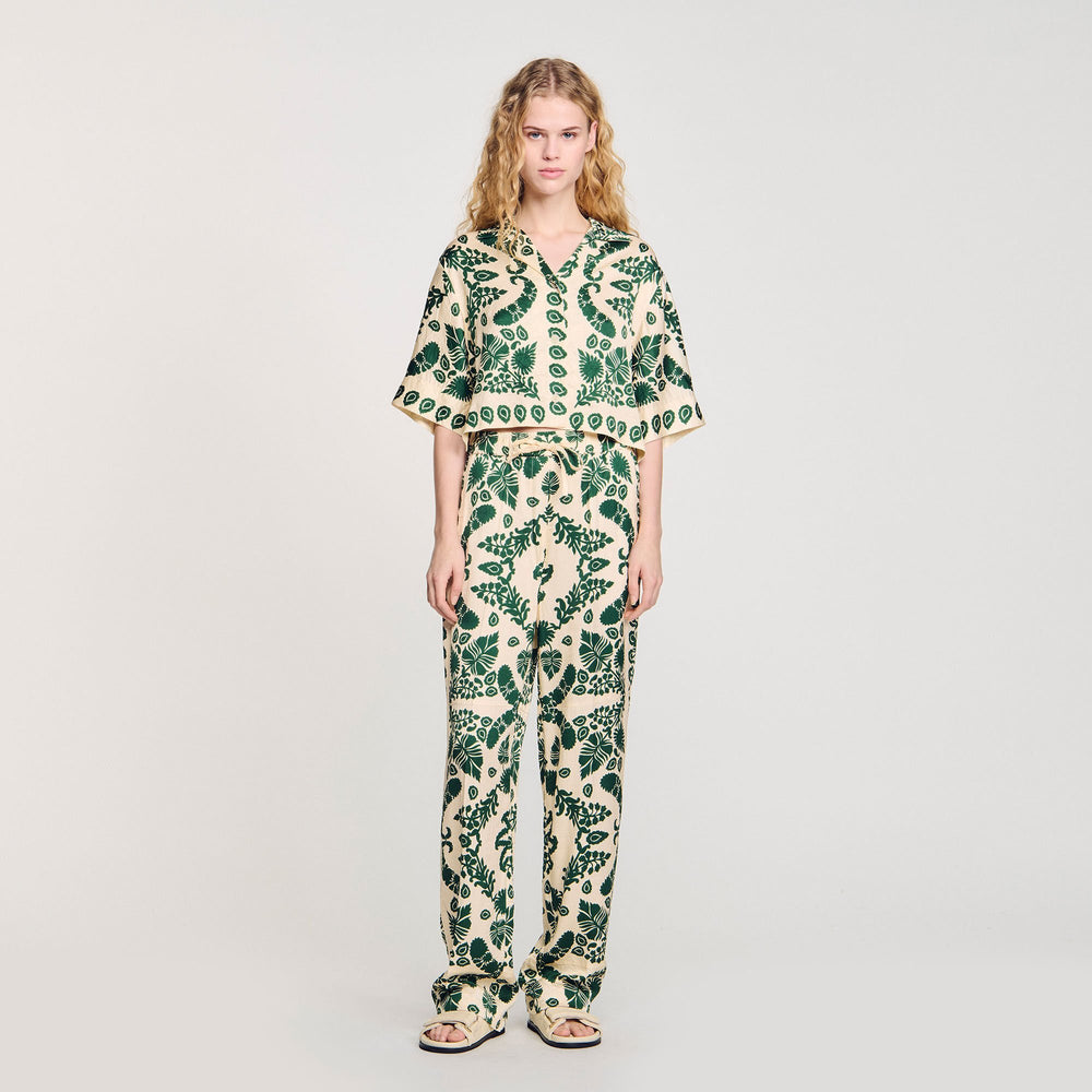 Sandro / Floral pants Ecru / Green