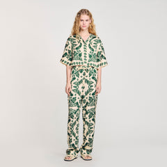 Sandro / Floral pants Ecru / Green