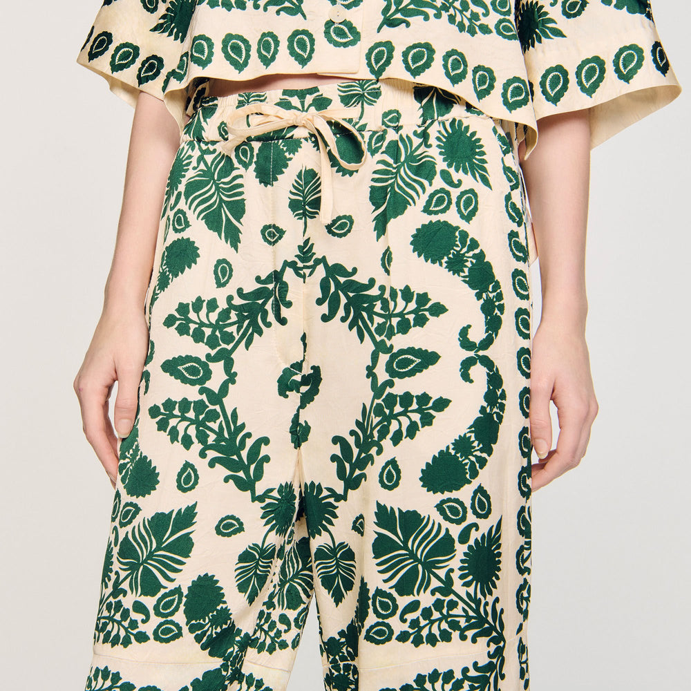 Sandro / Floral pants Ecru / Green