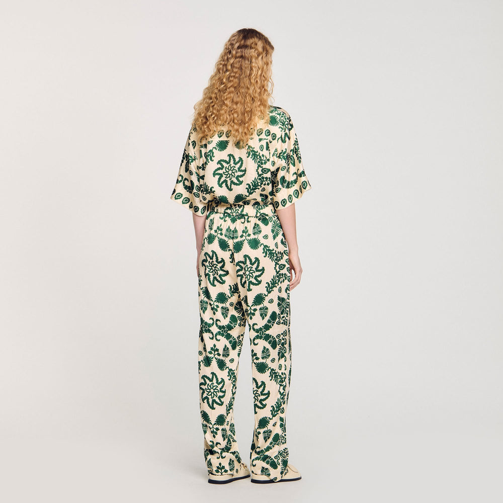 Sandro / Floral pants Ecru / Green
