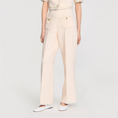 Sandro / Decorative tweed trousers Ecru / Pink