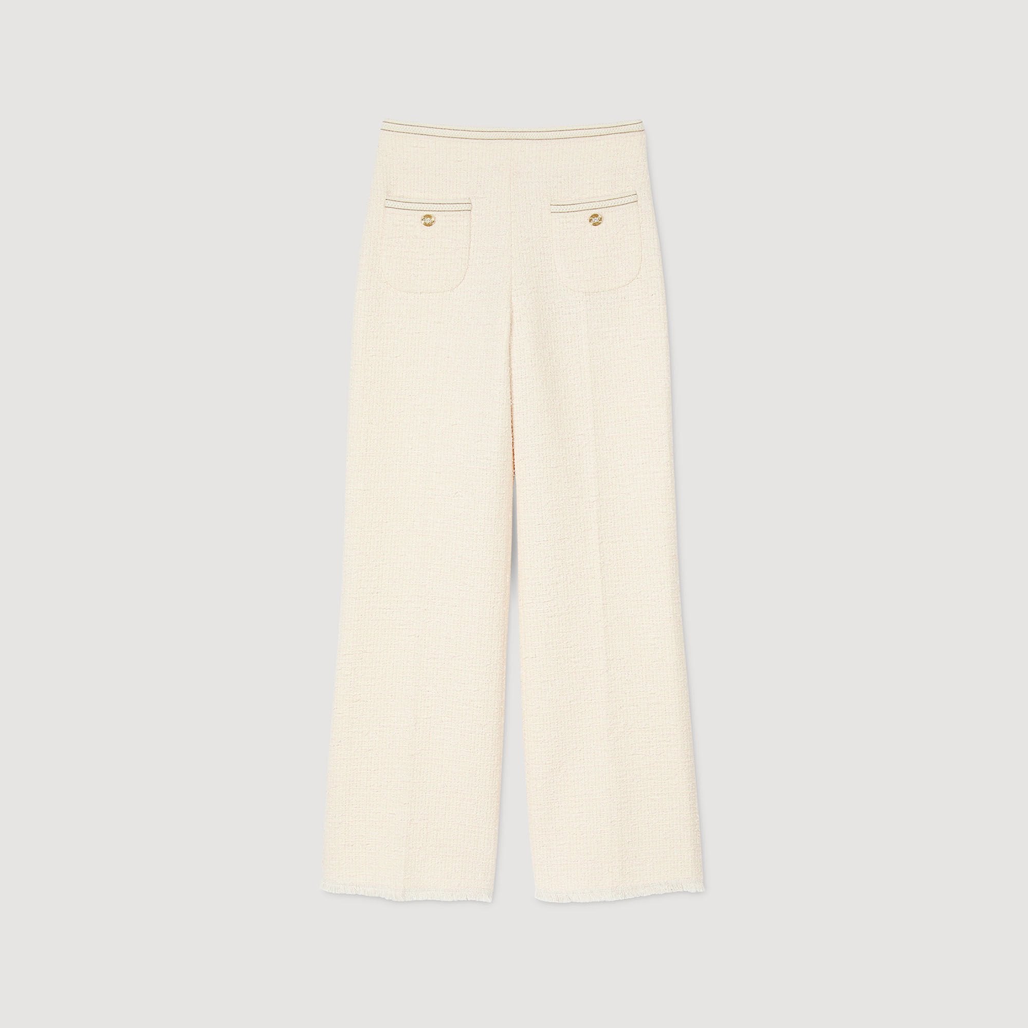 Sandro / Decorative tweed trousers Ecru / Pink