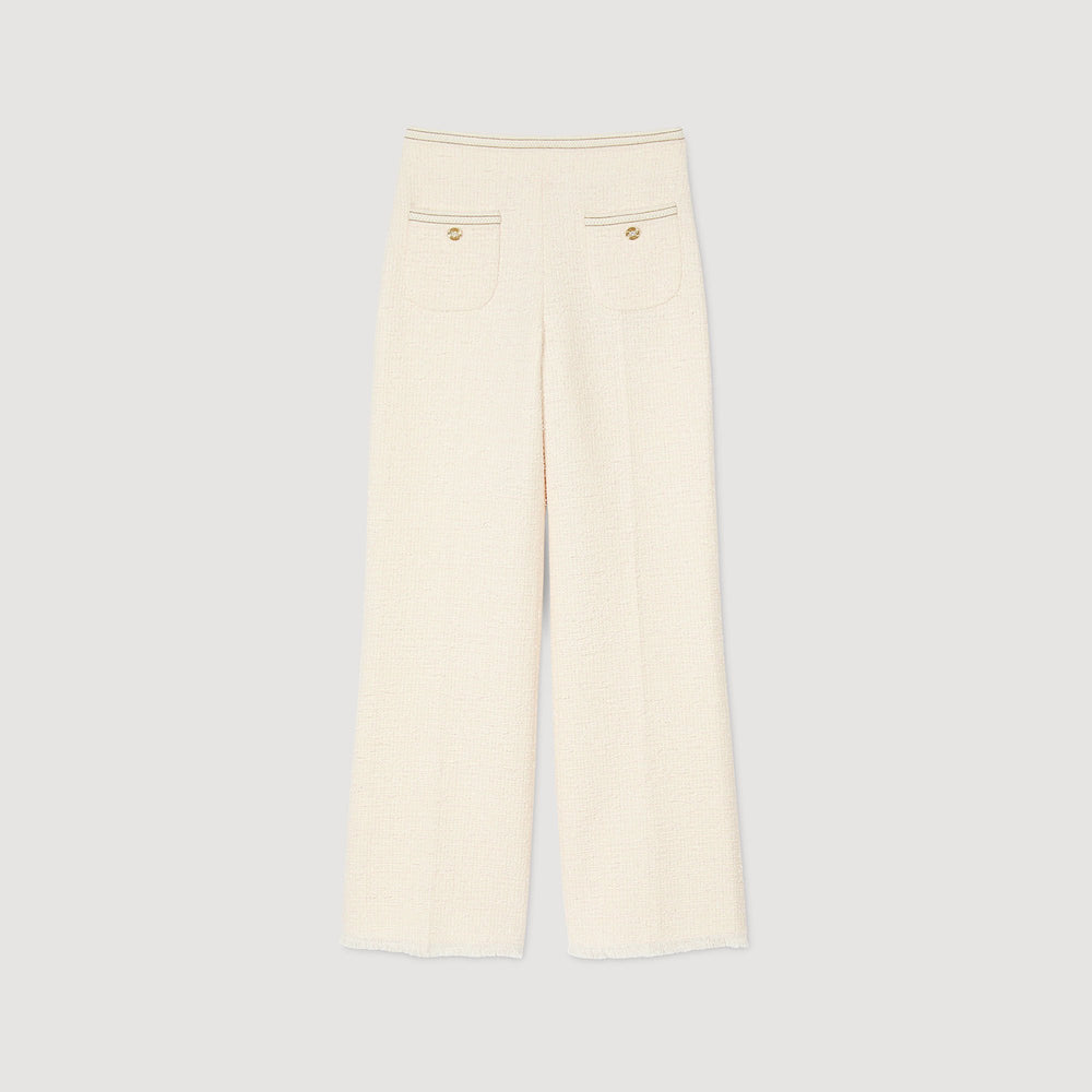 Sandro / Decorative tweed trousers Ecru / Pink