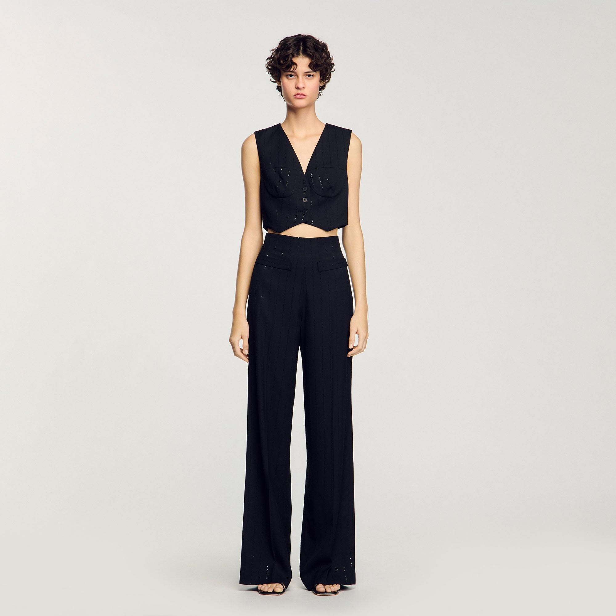 Sandro / Sequinned suit trousers Black