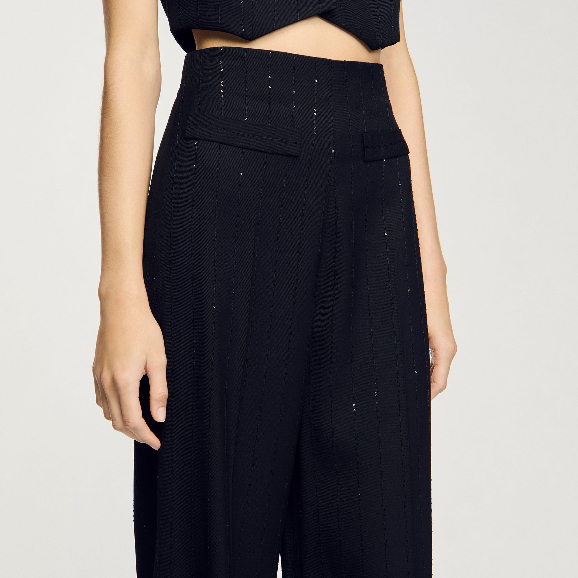 Sandro / Sequinned suit trousers Black