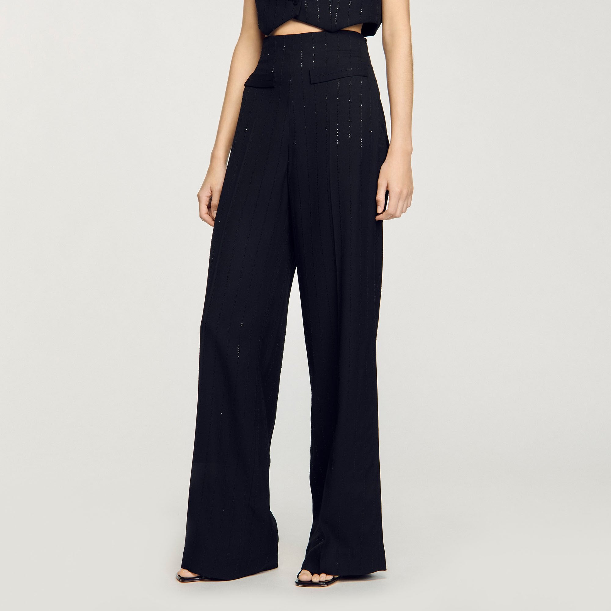Sandro / Sequinned suit trousers Black