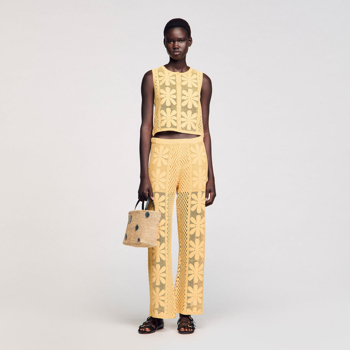 Sandro / Crochet straight-leg trousers Yellow