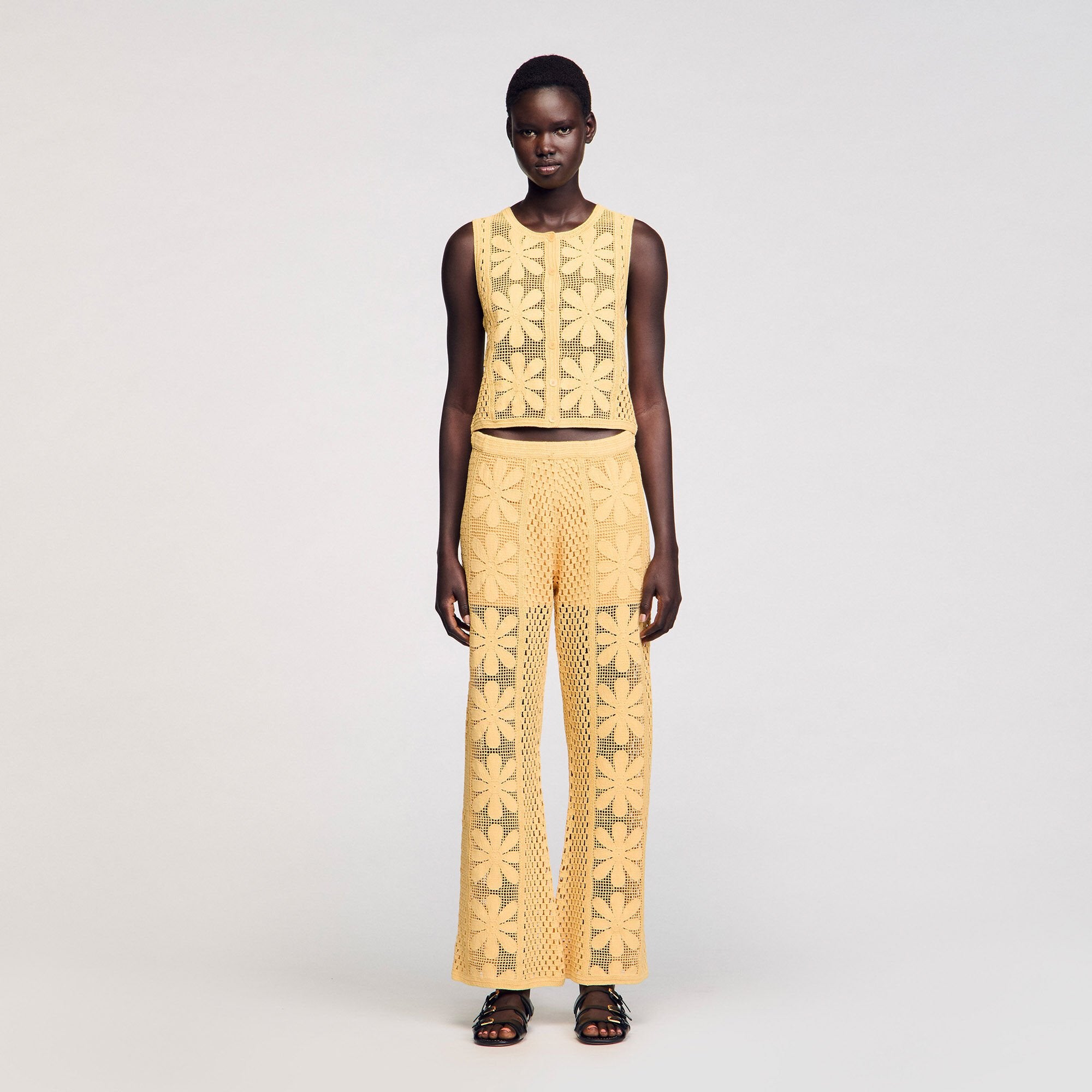 Sandro / Crochet straight-leg trousers Yellow