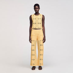 Sandro / Crochet straight-leg trousers Yellow