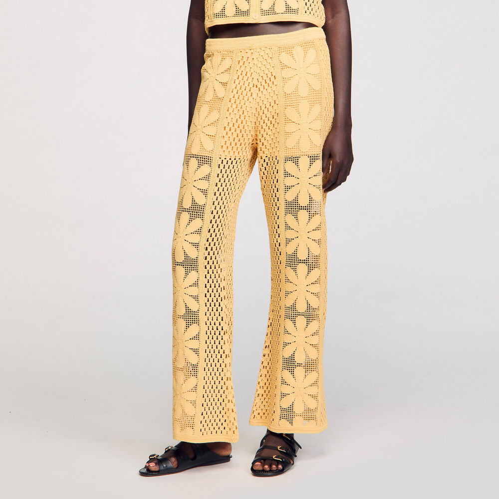 Sandro / Crochet straight-leg trousers Yellow