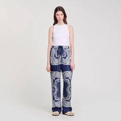 Sandro / Bandana-print flowy trousers Blu / White