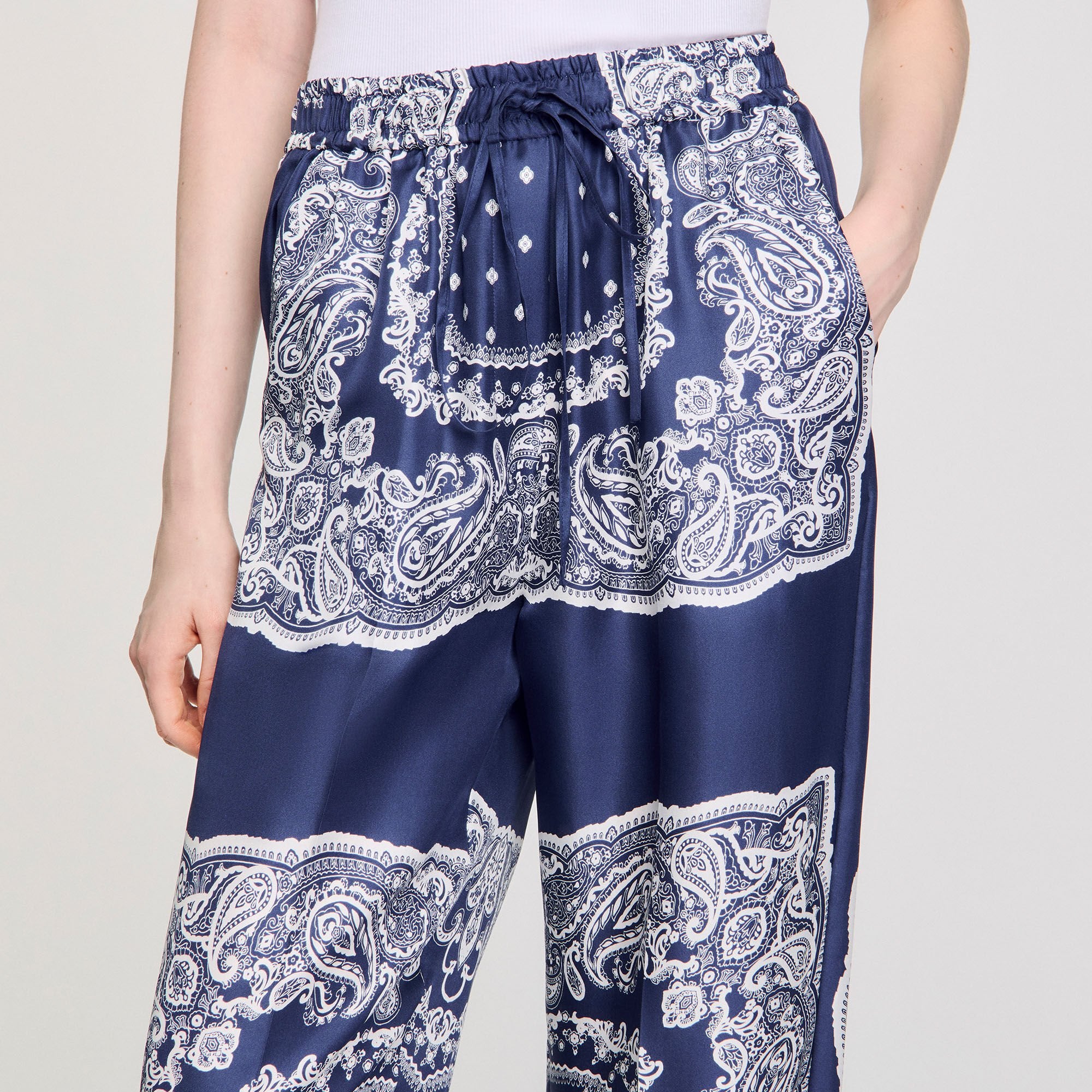 Sandro / Bandana-print flowy trousers Blu / White