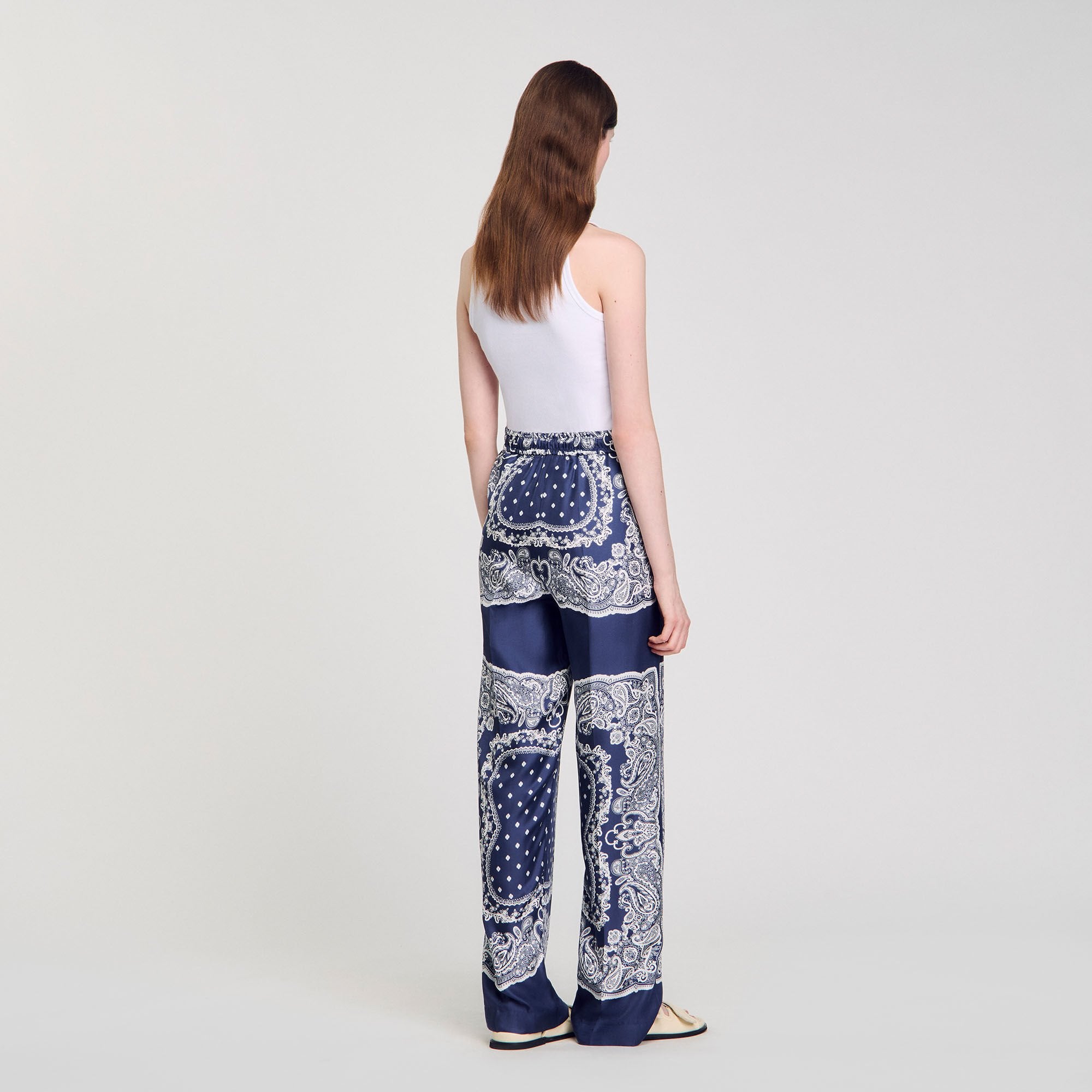 Sandro / Bandana-print flowy trousers Blu / White