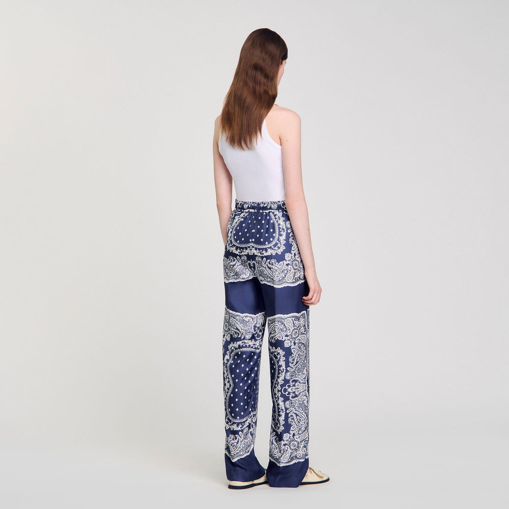 Sandro / Bandana-print flowy trousers Blu / White