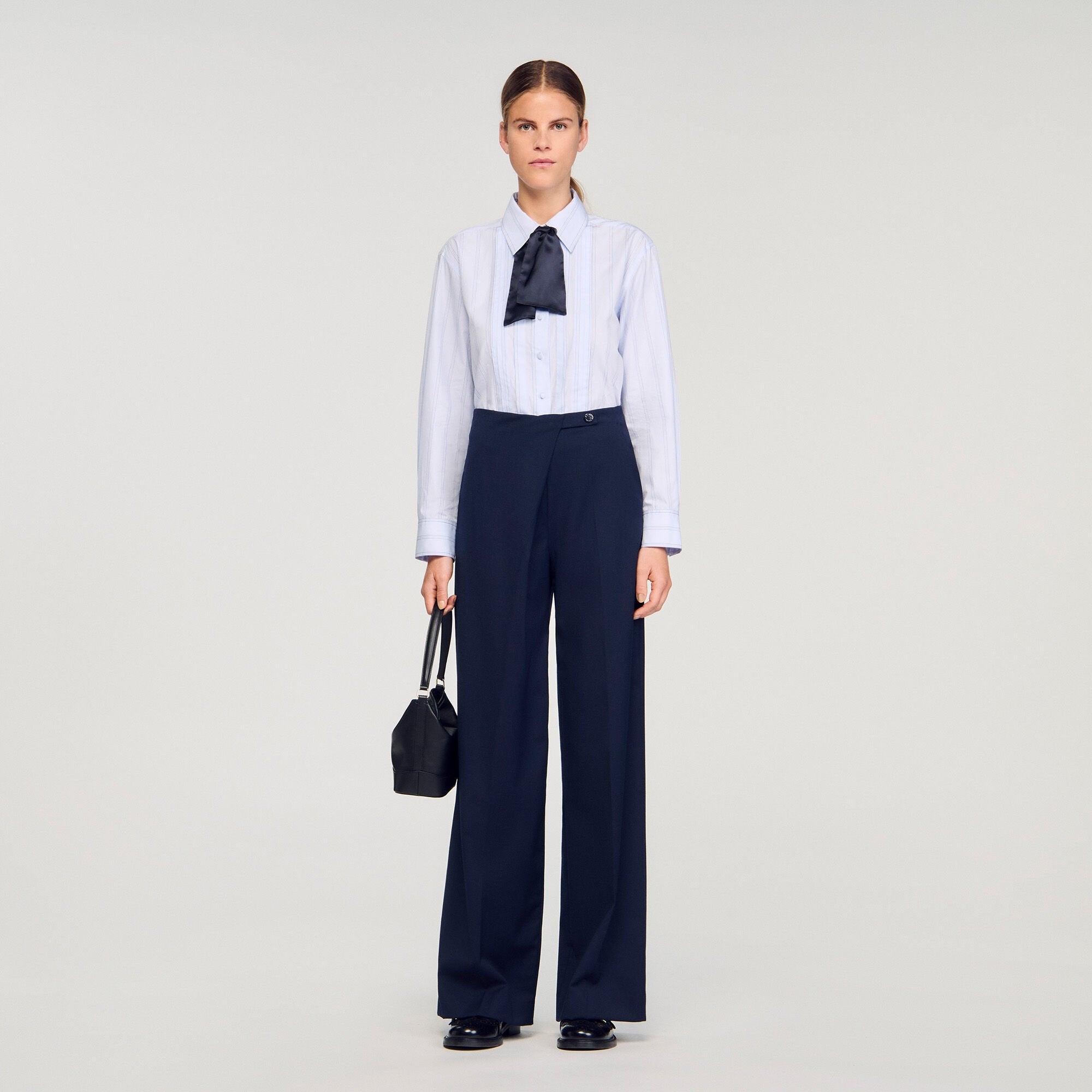 Sandro / Asymmetric straight-leg trousers Navy Blue